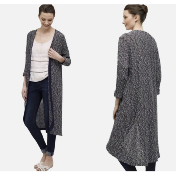 Anthropologie Sweaters - Anthropologie Dolan M Duster Open Cardigan Boucle Knit Navy 3/4 sleeve C28